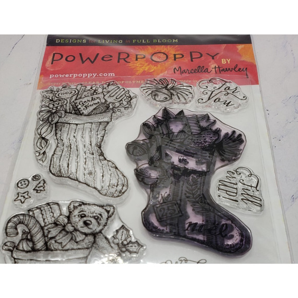 Holiday Christmas Stockings Power Poppy Clear Stamp - Picture 3 of 4